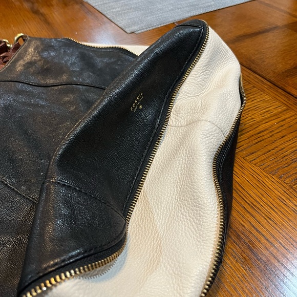 Fossil black and white Hobo leather bag - Picture 4 of 5